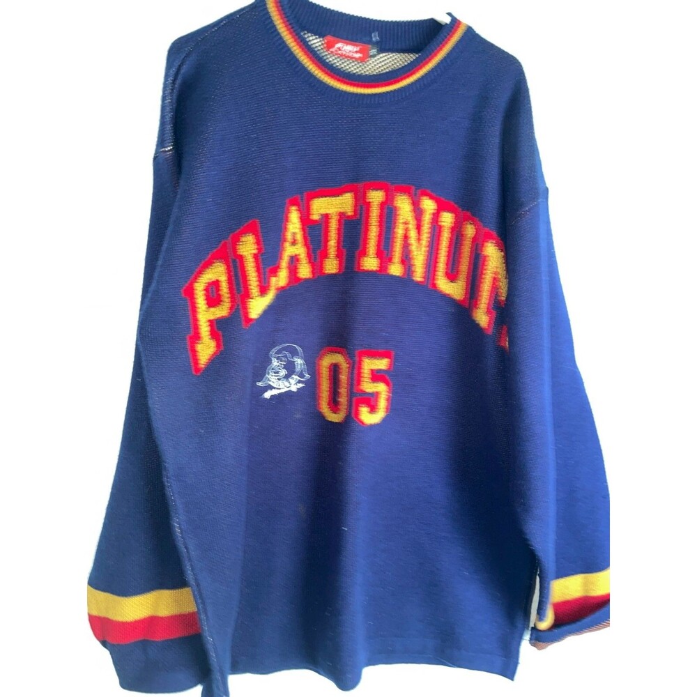 VINTAGE Platinum FUBU 05 Fat Albert Knit Sweater Men's XL Blue Long Sleeve Warm